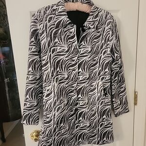 UBU Women's Reversible  Coat Stretchy Crinkle Jacket Travel S, Brown & White.